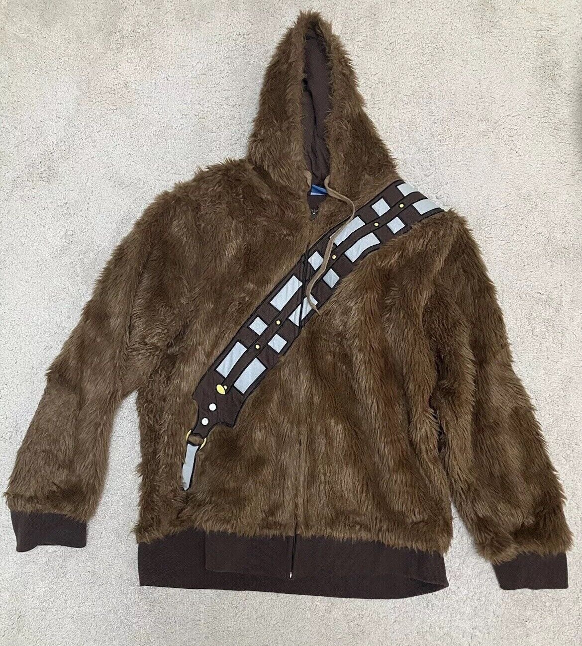 Star Wars Chewbacca Fur Hoodie Jacket Cosplay Costume Full Zip XL Pls Read