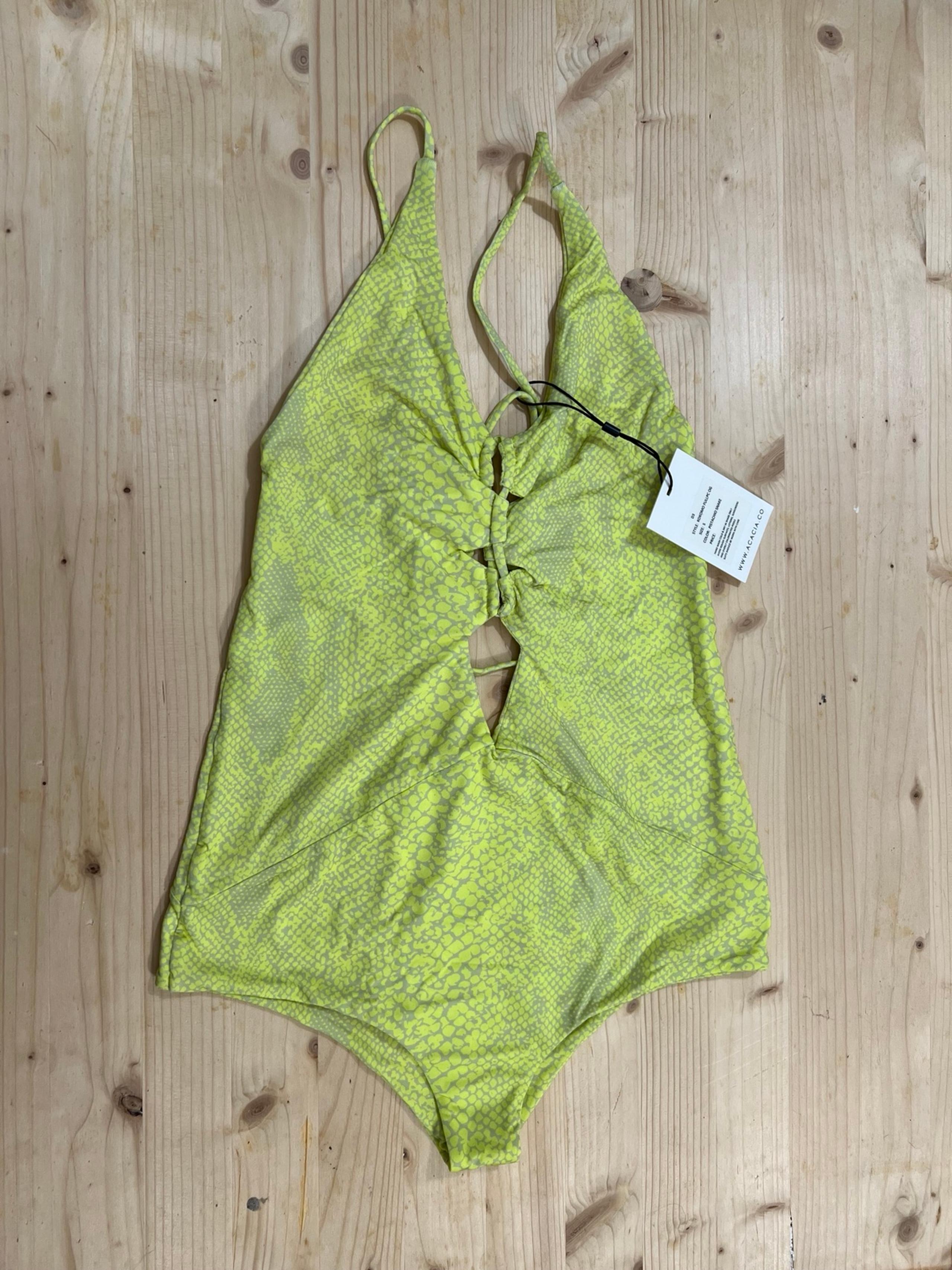 Acacia swimwear Kokomo one piece in Pistachio snake