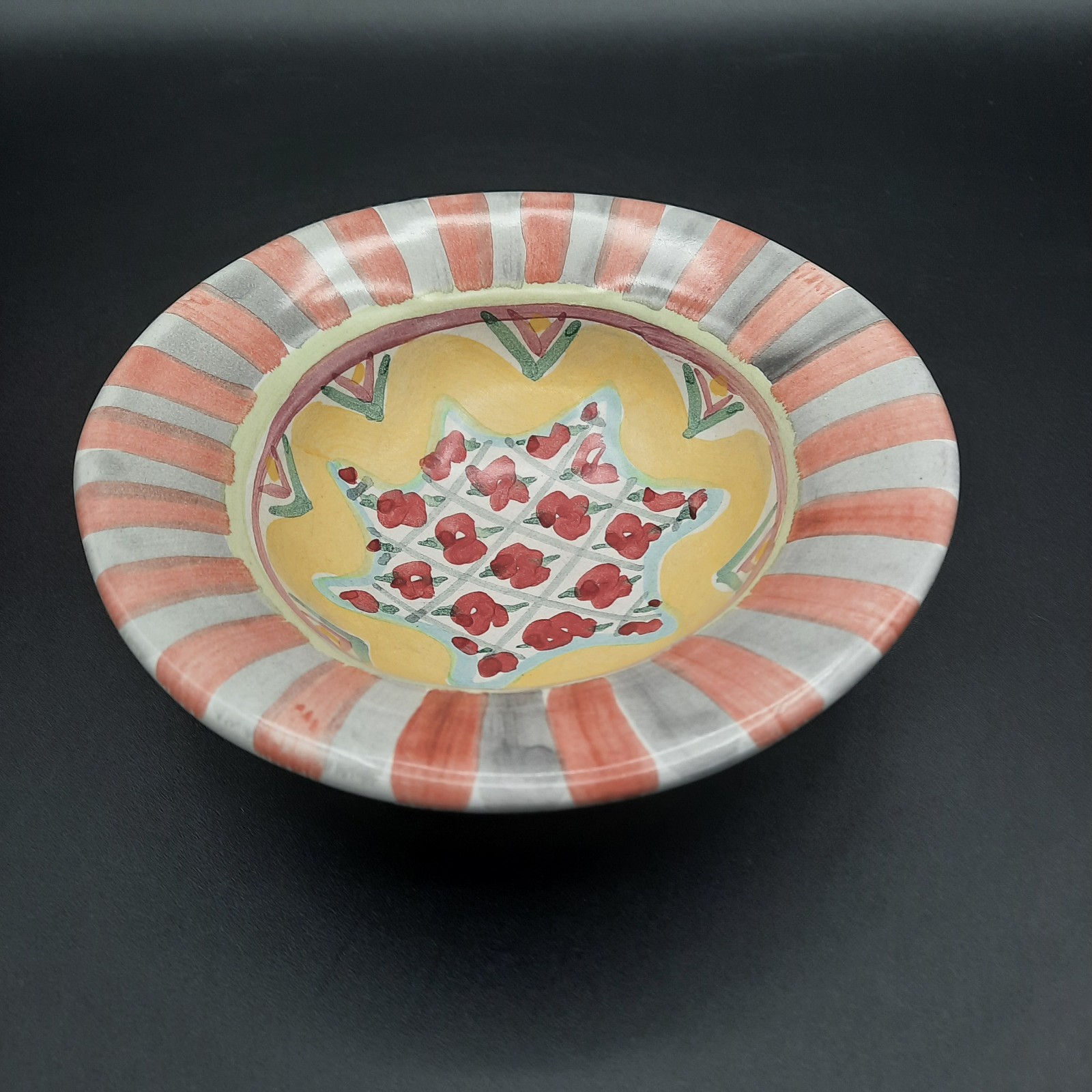 Mackenzie Childs Rose Cottage Berry Fruit Dessert Sauce Bowl Smooth Rim