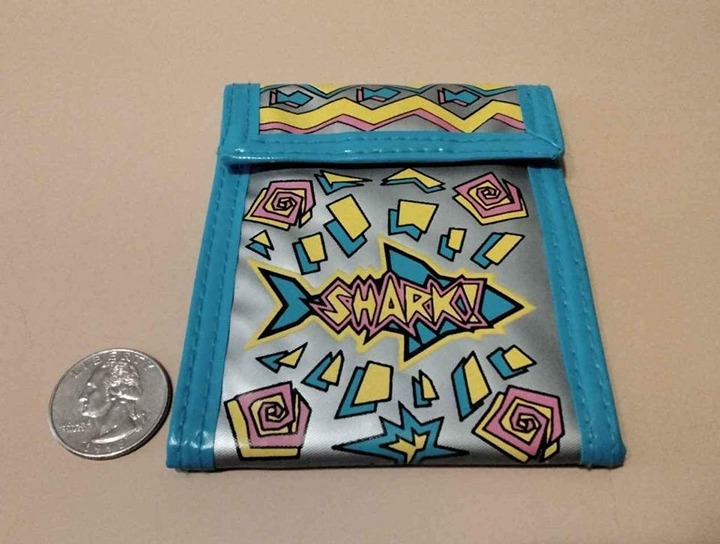 Vintage 90s Wendy's Kids Meal Shark Wallet Billfold Blue & Silver Rare