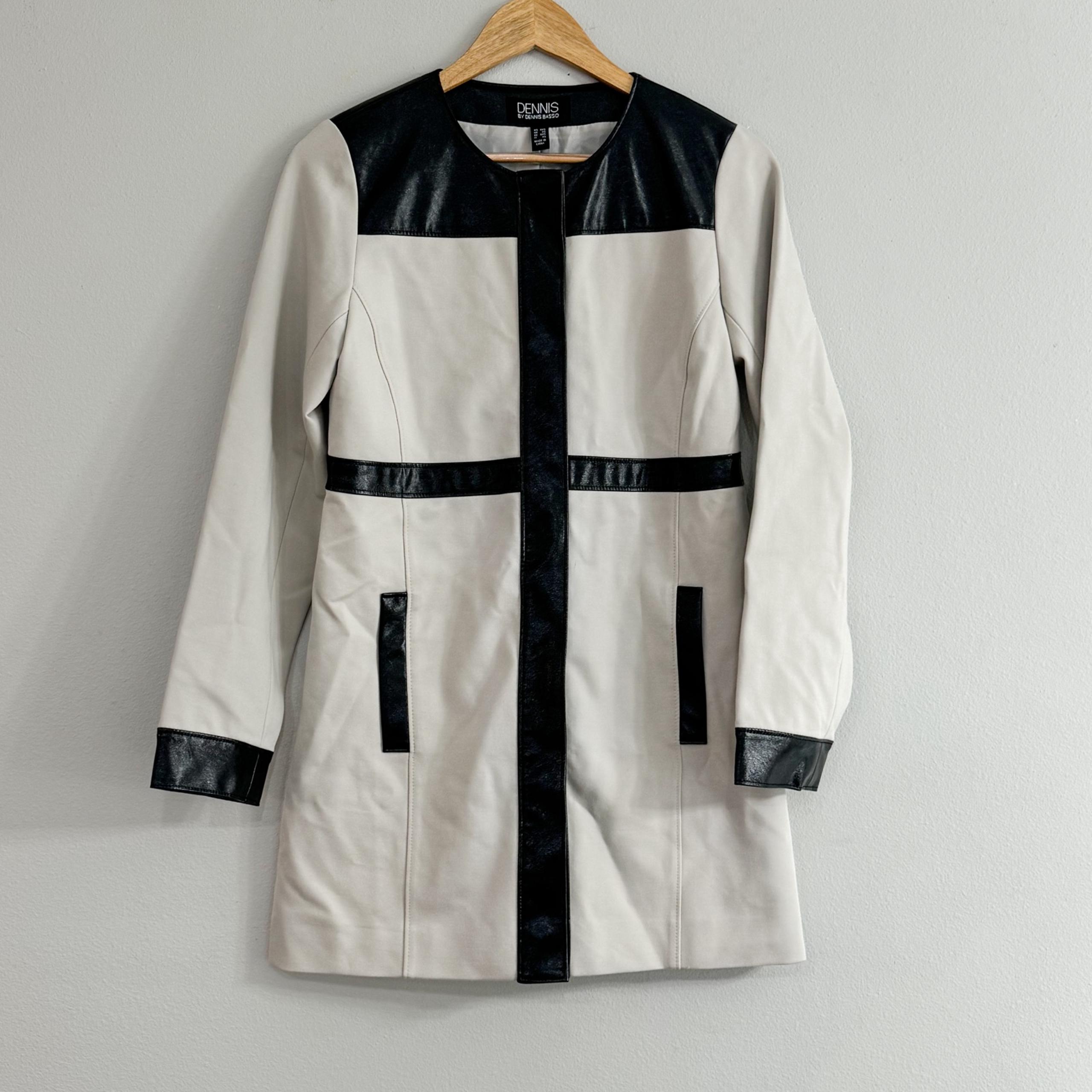 Ponte Topper with Patent Textured Faux Leather Trim - Dennis Basso