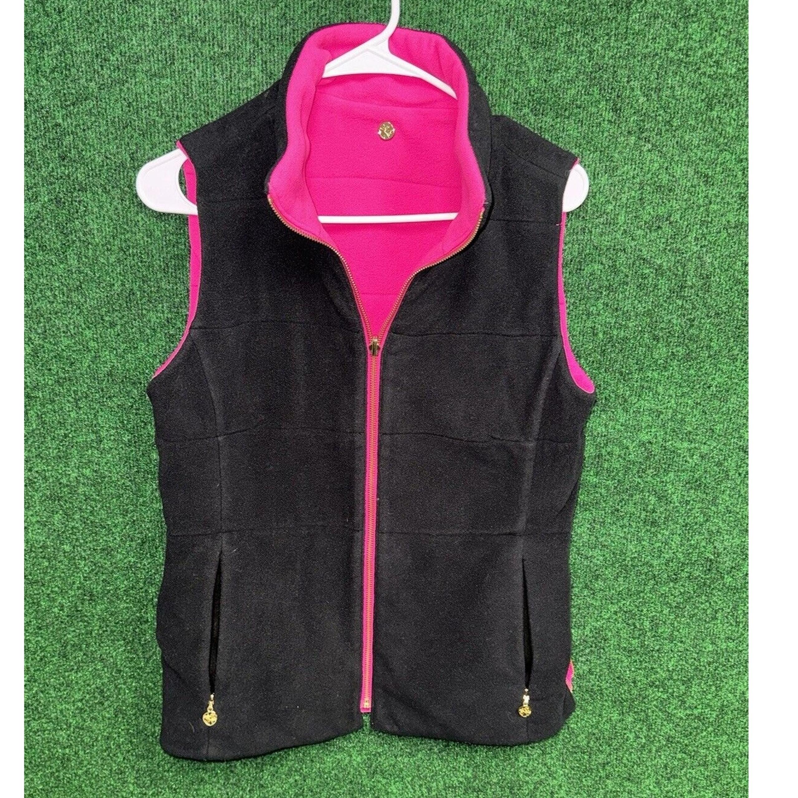 Lilly Pulitzer Vest Women's Medium Pink & Black Brooklee Reversible