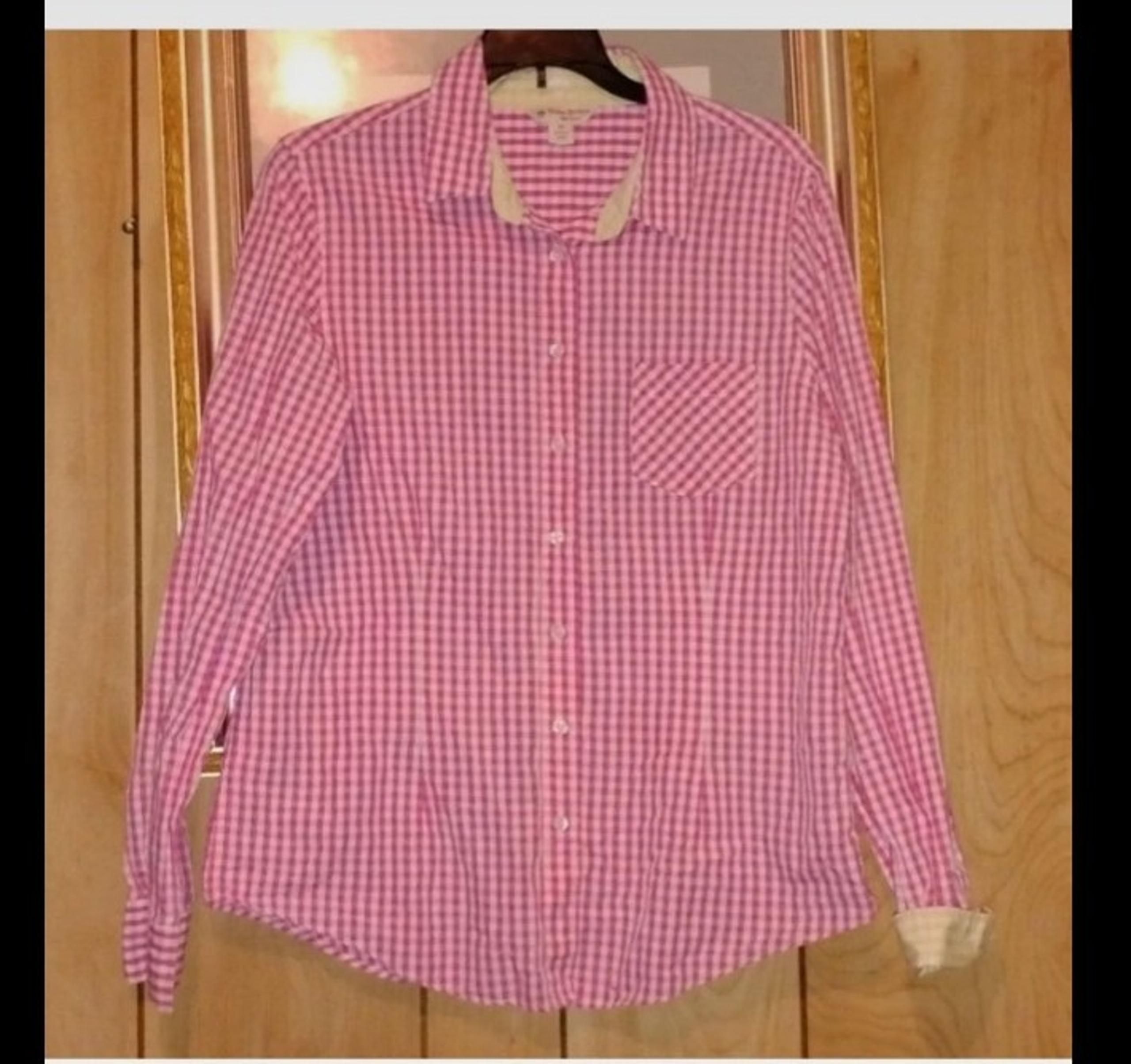 Brooks Brothers Shirt Womens Size 10 Button Up Top Plaid Long Sleeve Red White
