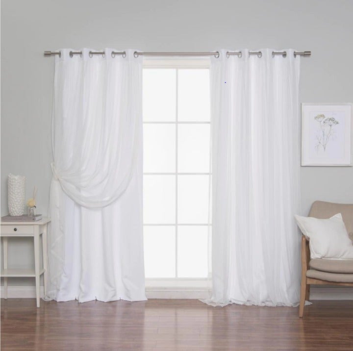 White Tulle Grommet Overlay Blackout