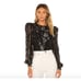 House of Harlow X Revolve Emiliana Metallic Black Long Sleeve Blouse Top L