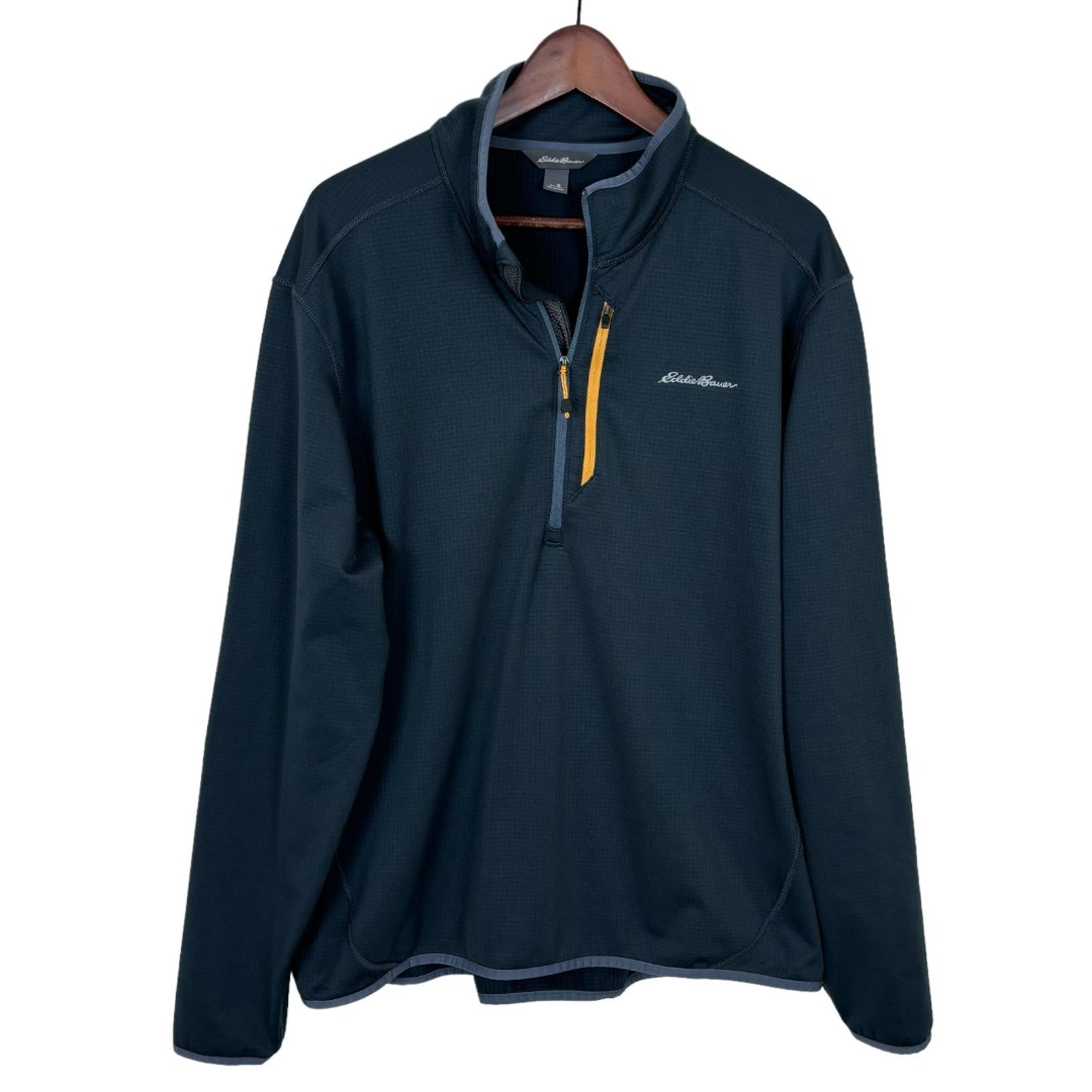 Eddie Bauer Gray Yellow Pullover Sweatshirt Fleece Lined Men’s XL