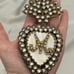 1880’s Antique French Mother of Pearl & Paste Heart Religious Ex-Voto Pendant