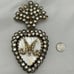 1880’s Antique French Mother of Pearl & Paste Heart Religious Ex-Voto Pendant