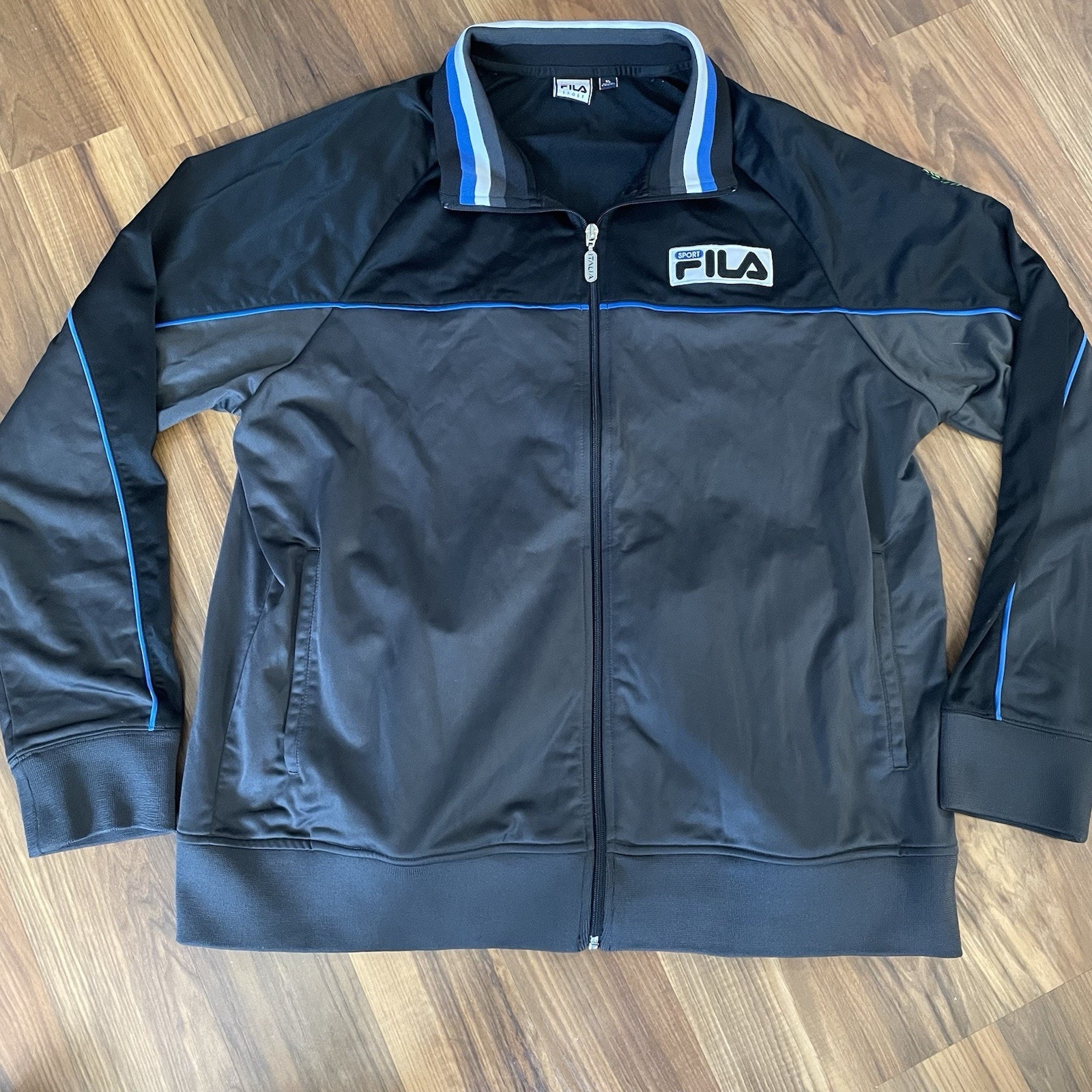VTG FILA Sport Italia Men’s XL Long Sleeve Zip Up Track Jacket - Black / Gray