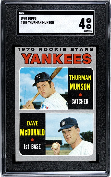 1970 Topps Thurman Munson ROOKIE #189 graded 4 VG/EX from SGC!!