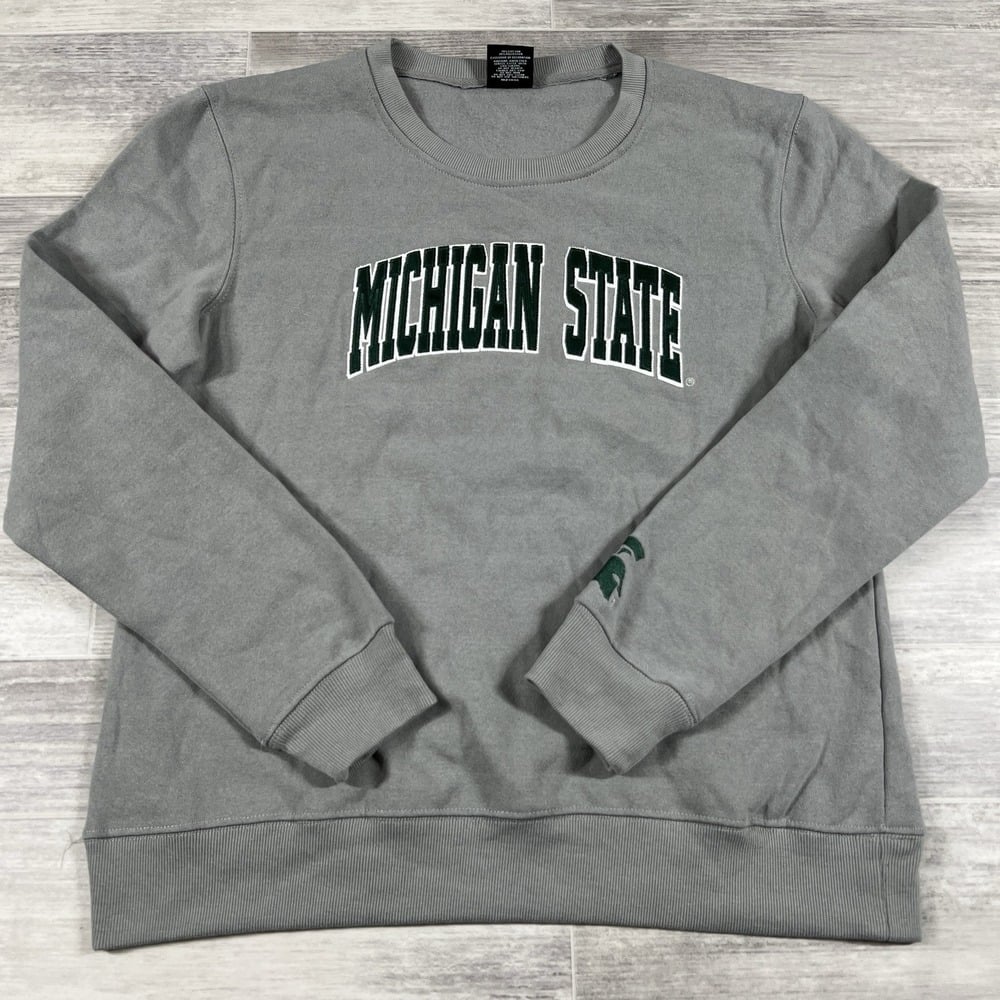Women's Lrg Colosseum Gray Michigan State Spartans Campanile Pullover Sweatshirt