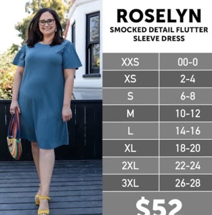 LuLaRoe Roselyn - XL - NWOT Blue/White Floral Ribbed Flutter Sleeves POCKETS!