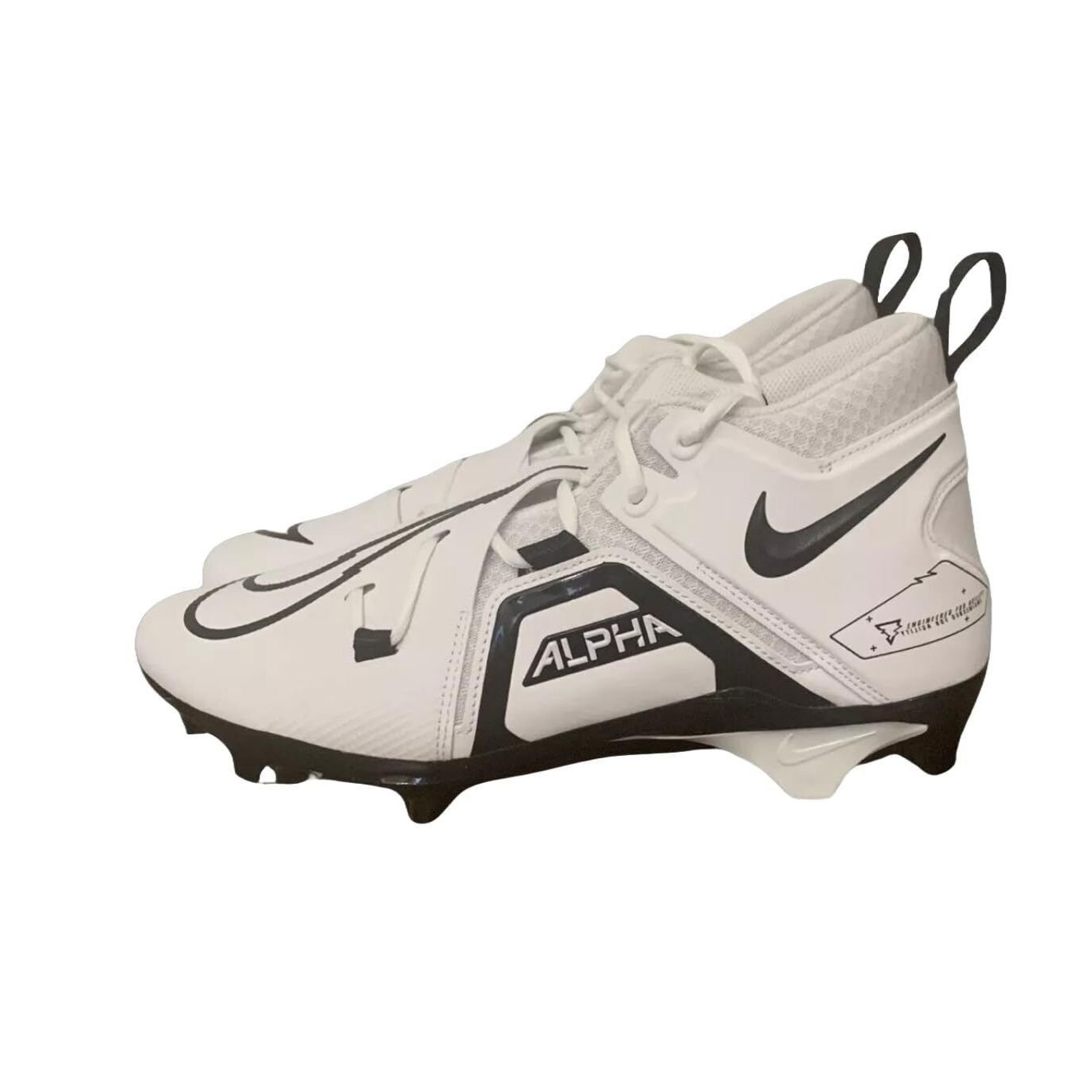 Nike Alpha Menace Pro 3 P Mid Football Cleats Men's Black White Size 13.5