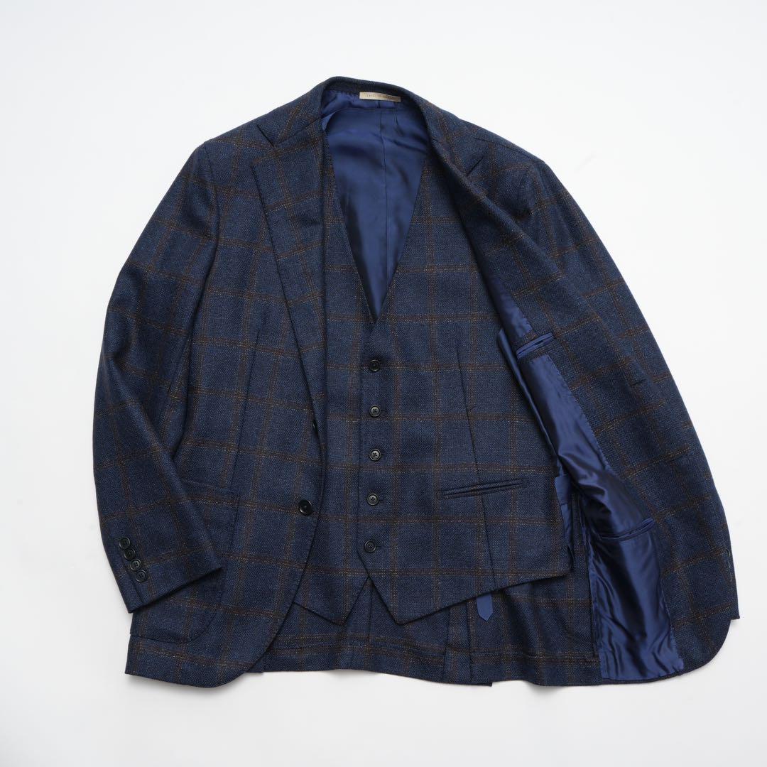 De Petrillo Jacket & Vest Navy/Brown Check
