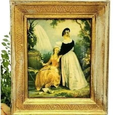 G.B. Florence Art Hilair Reading Florentine Gold Gilded Vintage Made in Italy