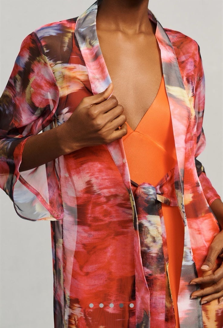 NWT Anthropologie Sheer Printed Kimono