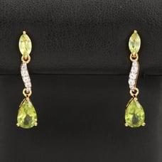 Sterling Silver Peridot and White Sapphire Drop Earrings
