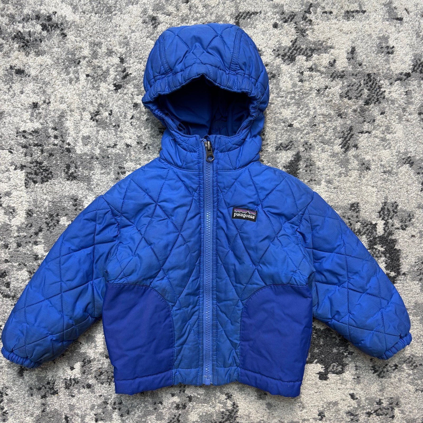 Patagonia Jacket Baby Toddler Size 18 Months Blue Puff Rider Hoodie Puffer 60480