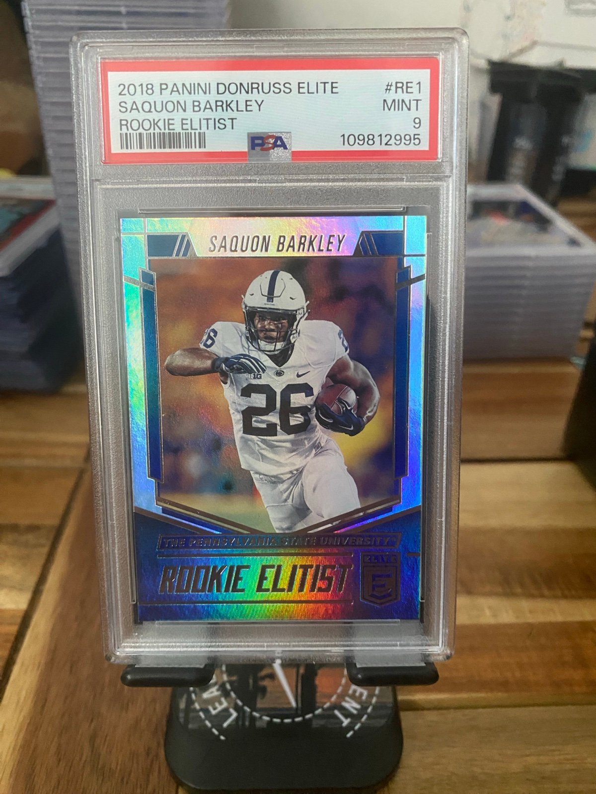 SAQUON BARKLEY (ROOKIE) - PANINI DONRUSS ELITE (ROOKIE ELITIST) PSA 9