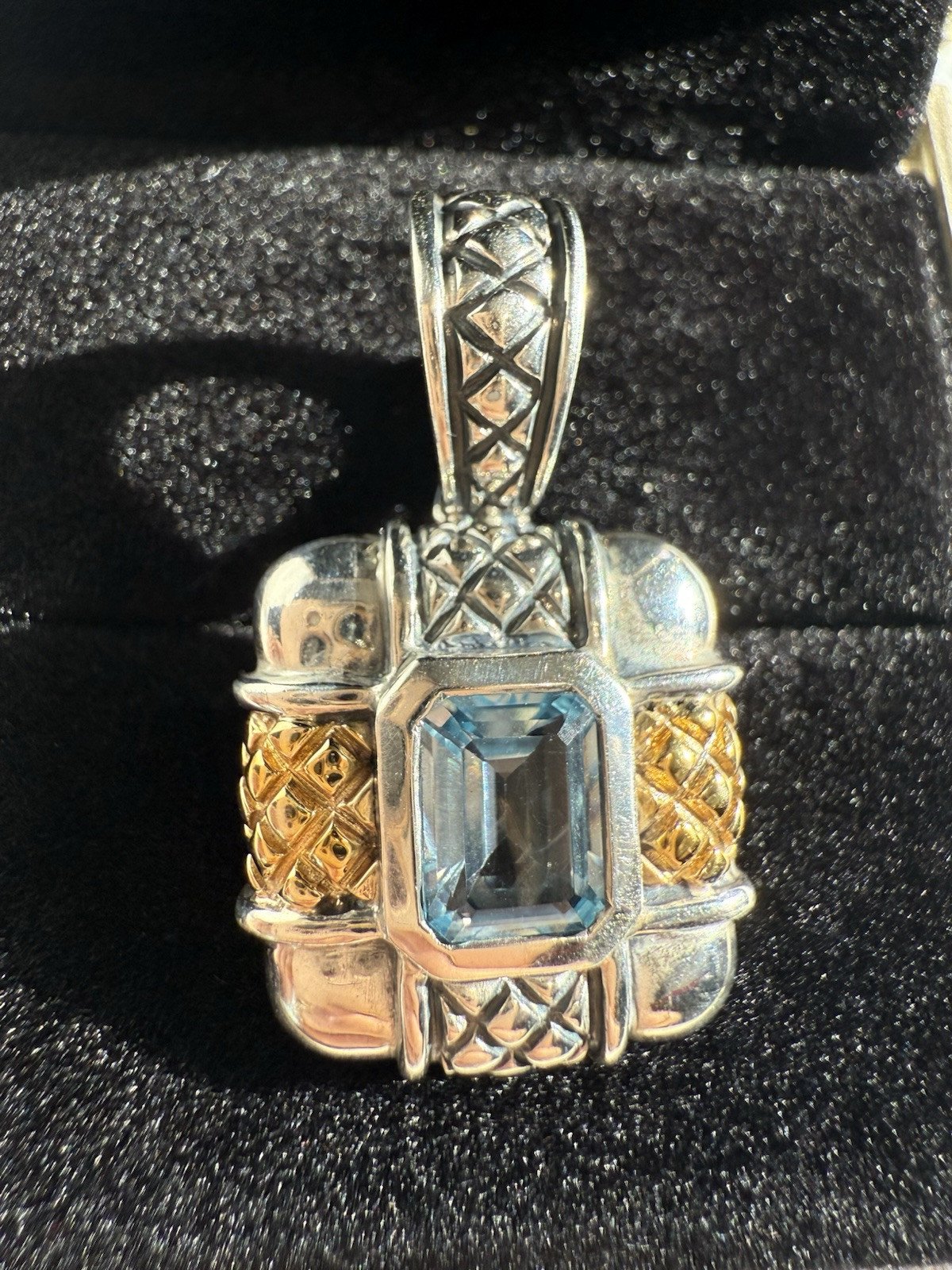 Nancy & David 14K Yellow Gold & 925 Sterling Silver Blue Topaz Pendant