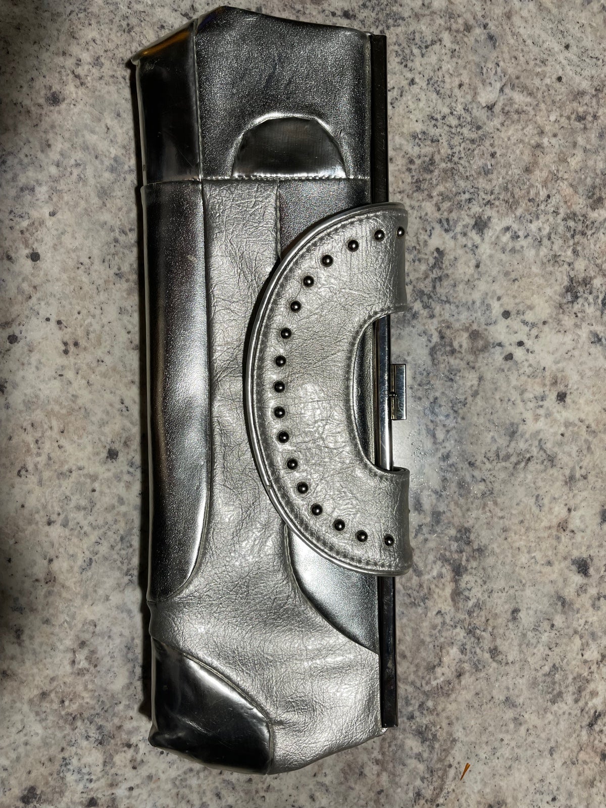 Silver metalluc long clutch