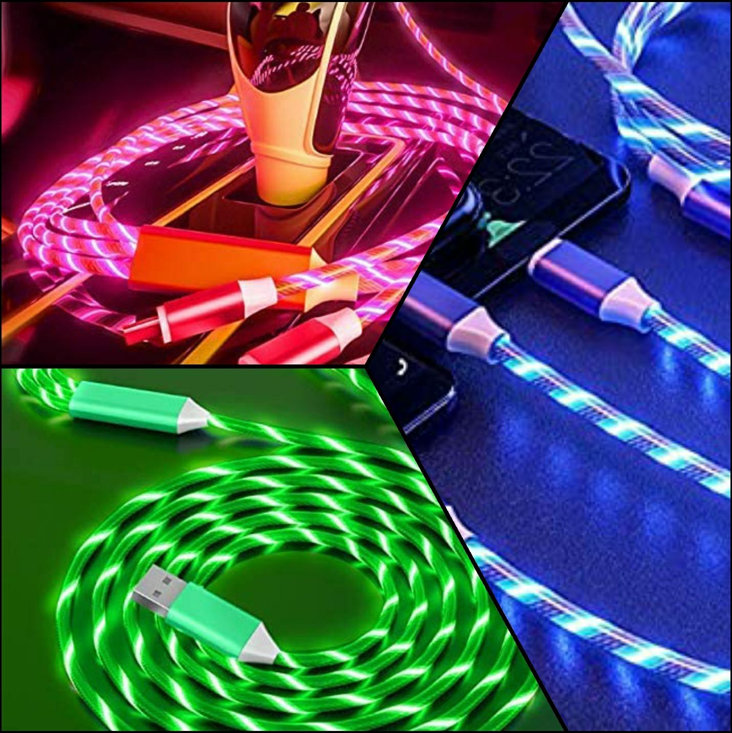 3 Pack Bundle Deal, Multi 3 in 1 LED Charger Cable