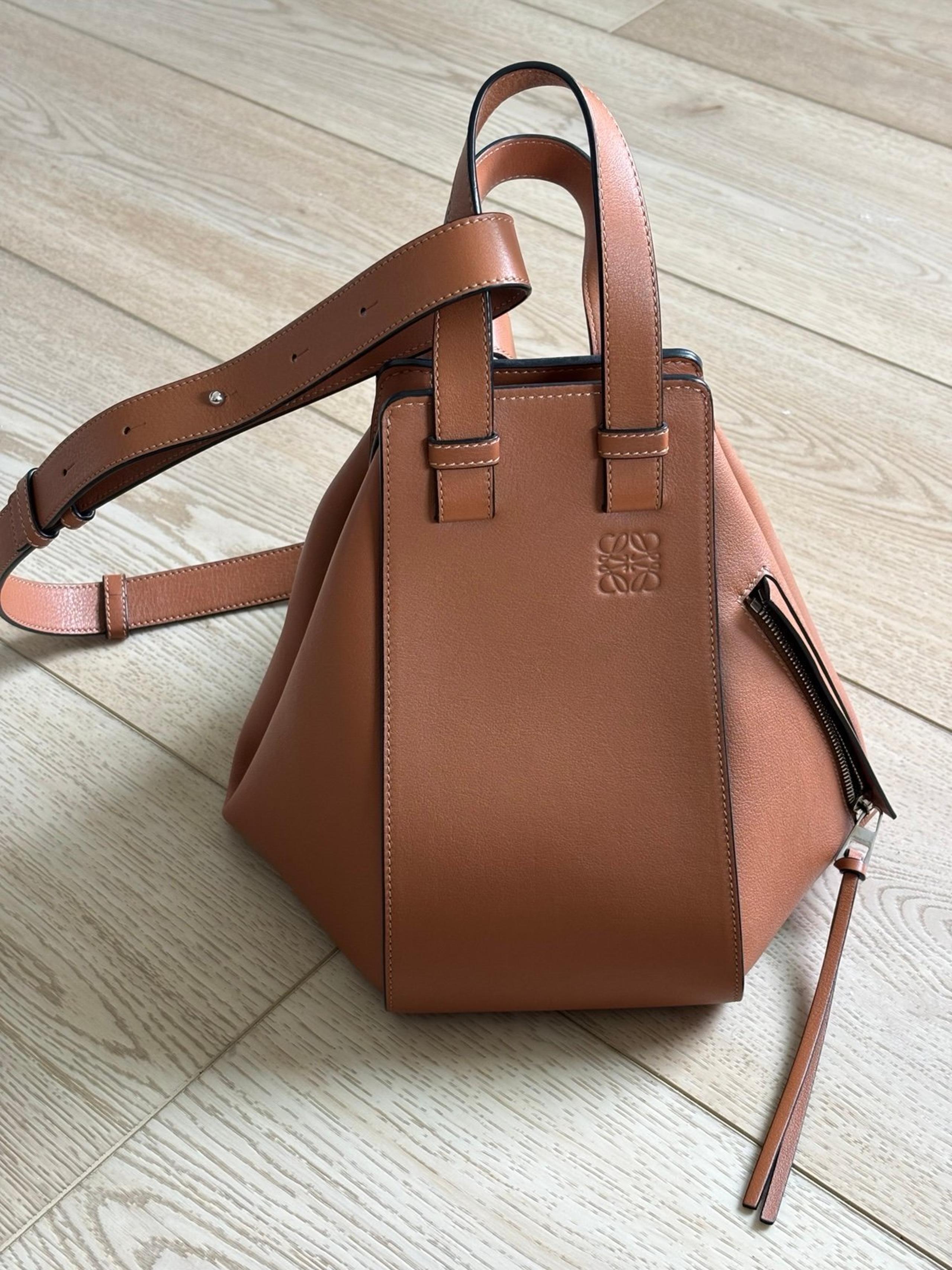 LOEWE Calfskin Small Hammock Shoulder Bag in Tan - Authentic Designer Bag