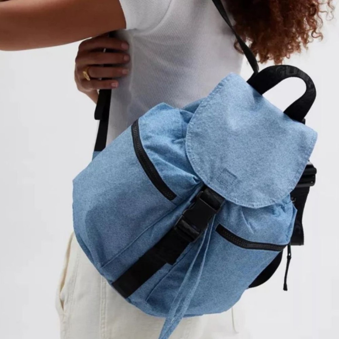 NWOT Baggu Blue Digital Denim Sport Backpack