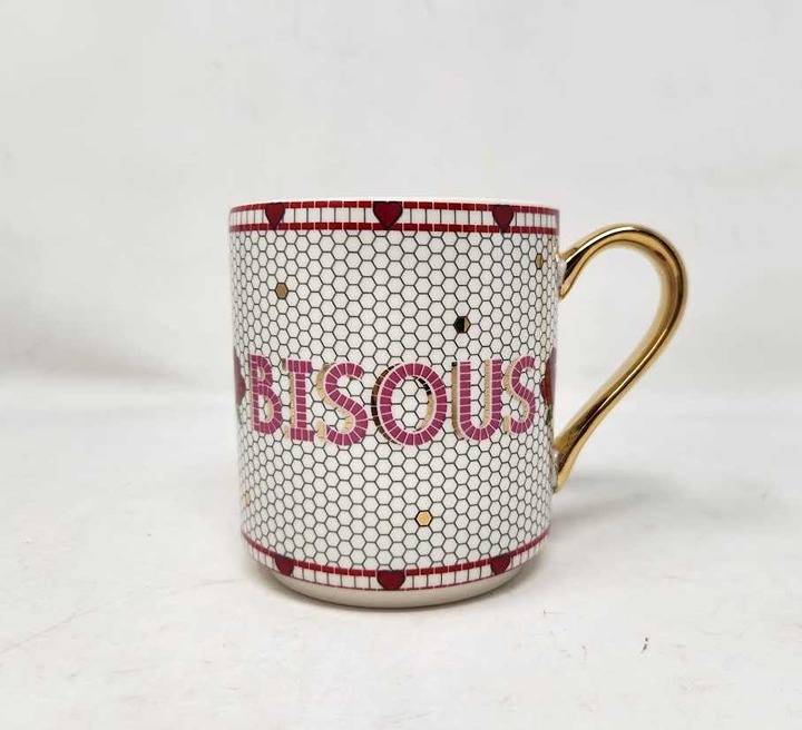 Anthropologie The Bistro tile stonewear mug: Valentine's edition Bisous #2