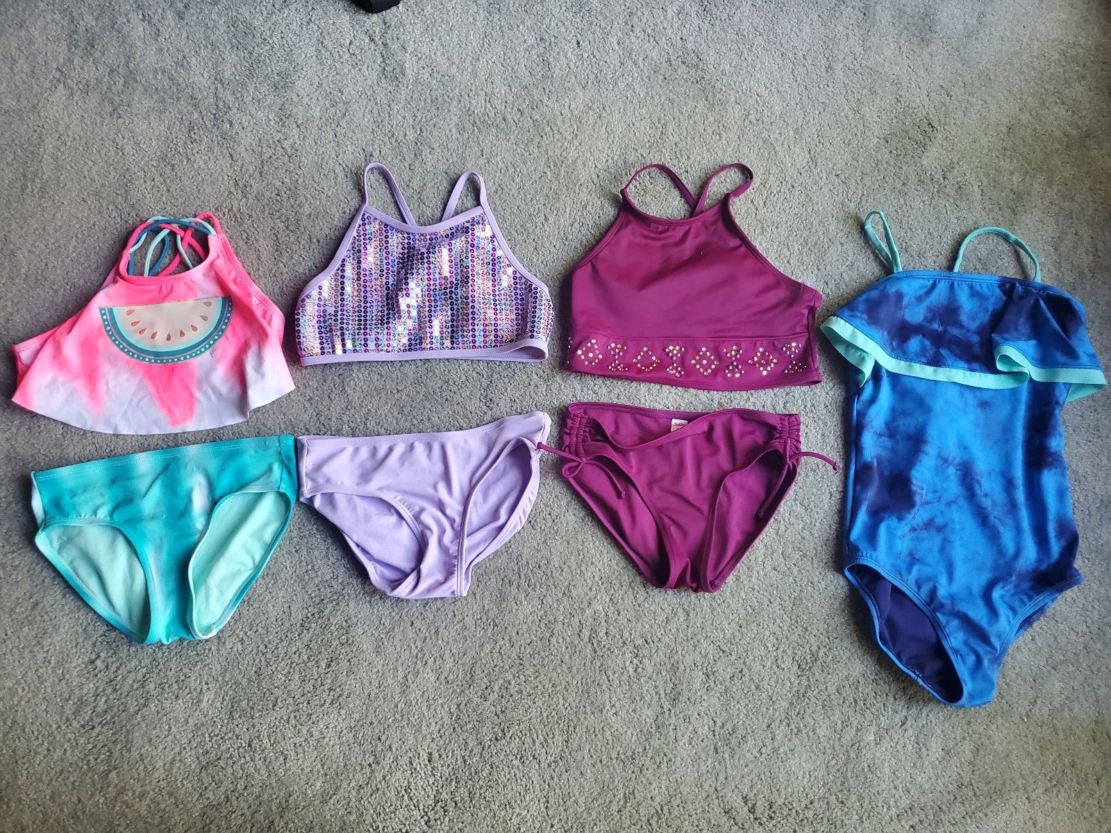 Three Size 10 Justice Swim Suits