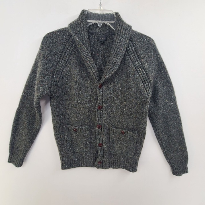 J CREW ITALIAN WOOL BLEND DONEGAL SHAWL CARDIGAN SMALL