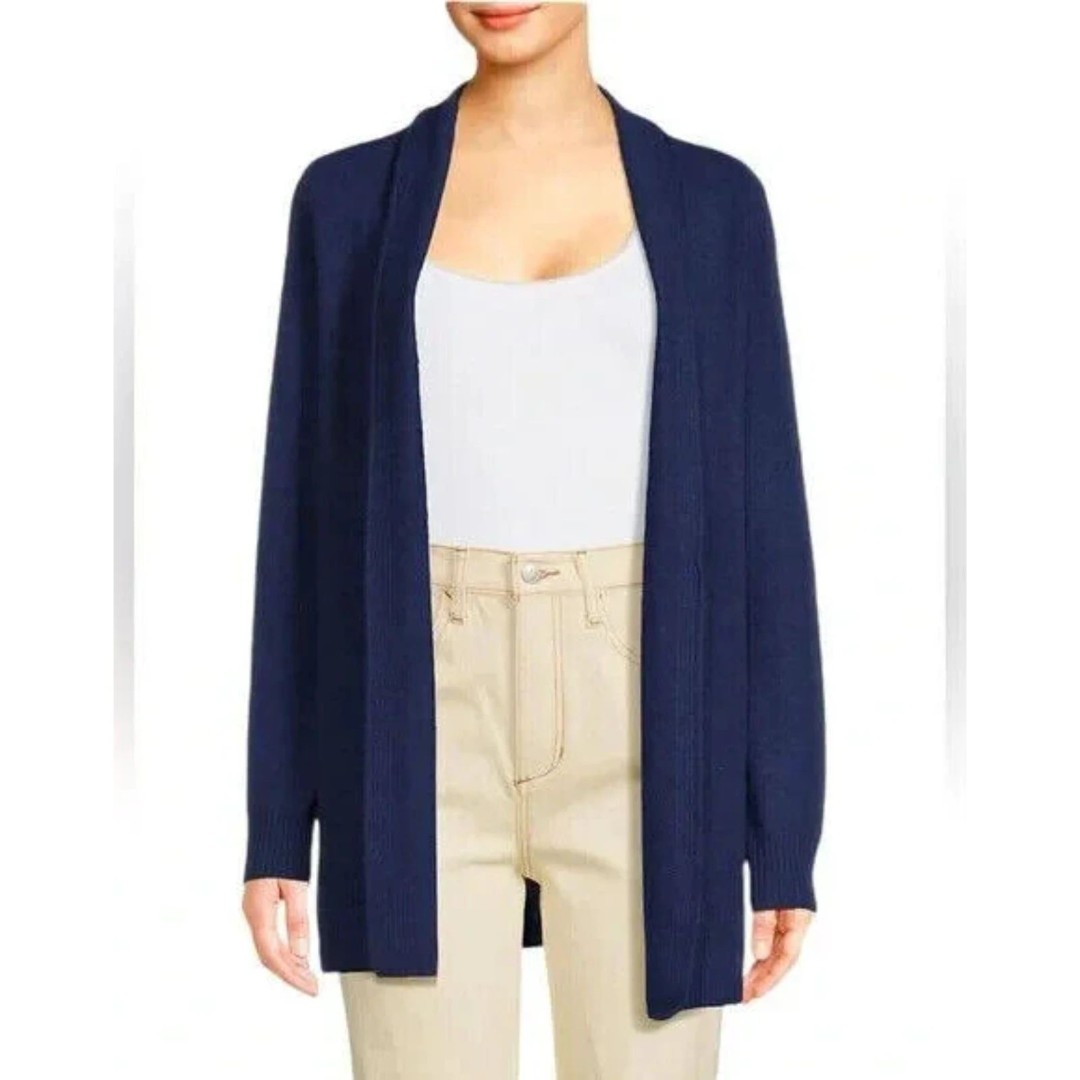 NWT Saks Fifth Avenue Cashmere Open Navy Cardigan