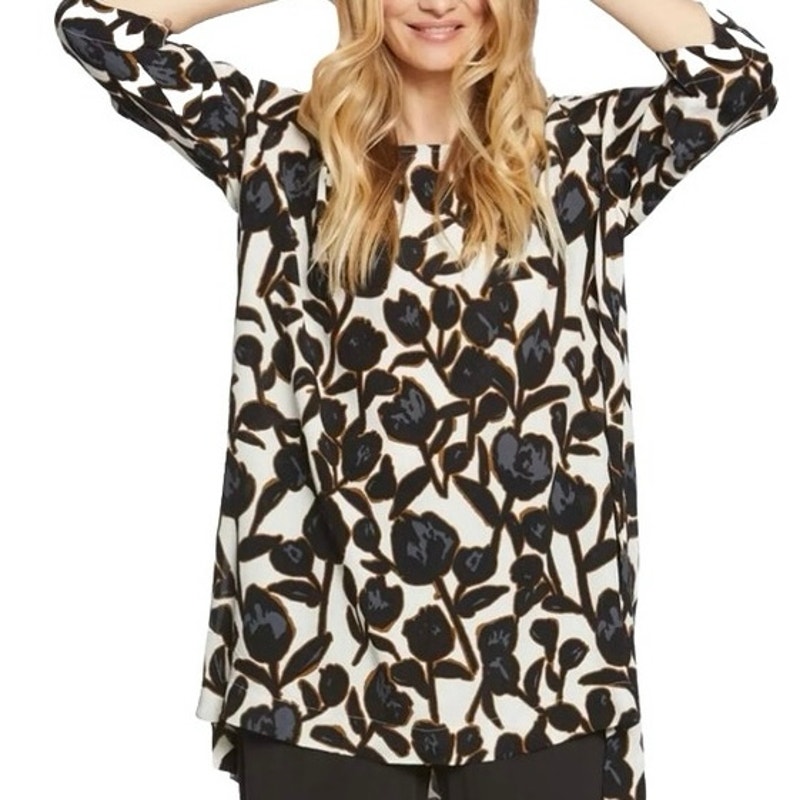 EUC MASAI Copenhagen Bai Boho Floral Print 3/4 Sleeve Lightweight Tunic Top XL
