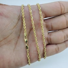 10k Gold 3mm Rope Chain Necklace 16 Inch