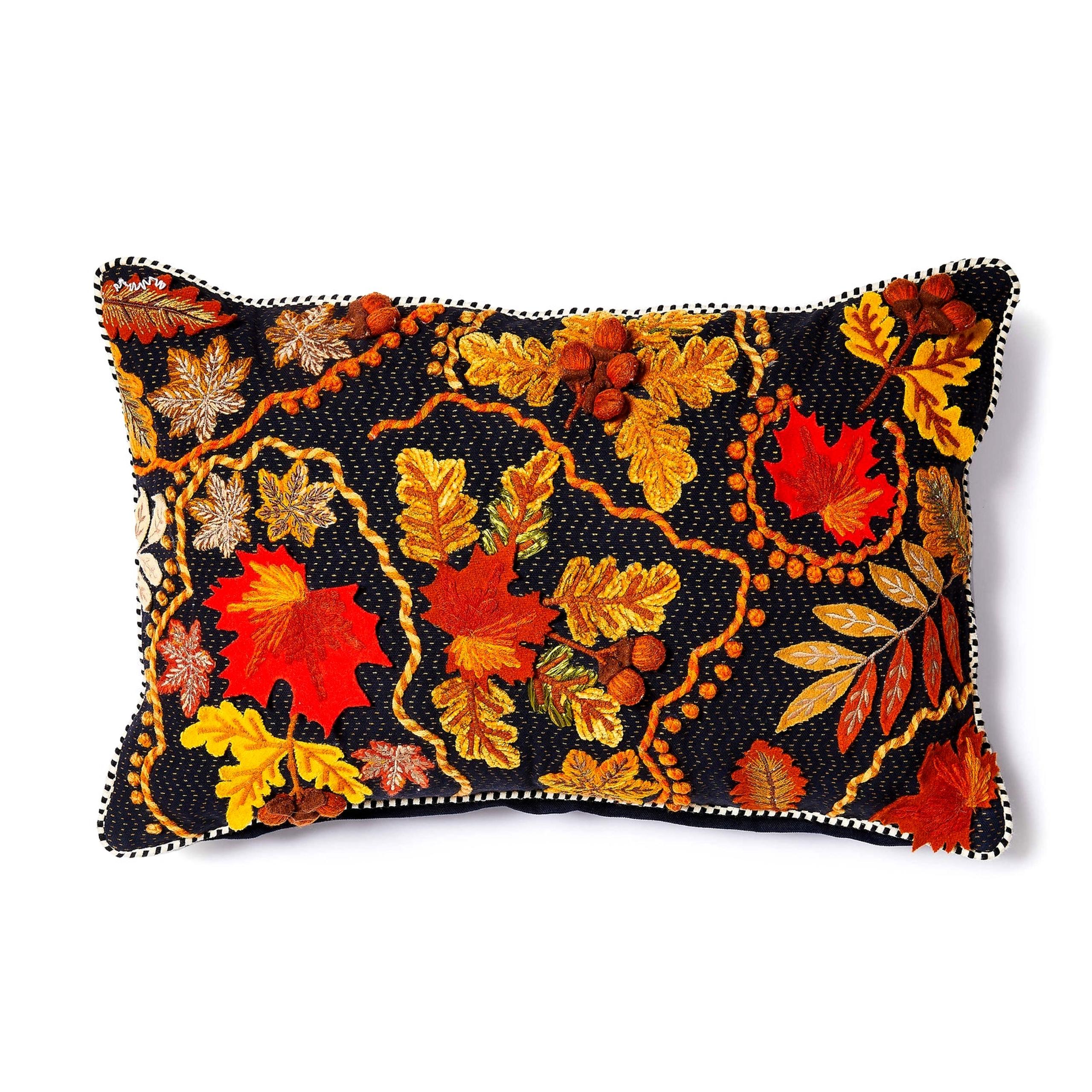 Mackenzie Childs Falling Leaves Lumbar Pillow 20x12 Designer Fall Home Decor New