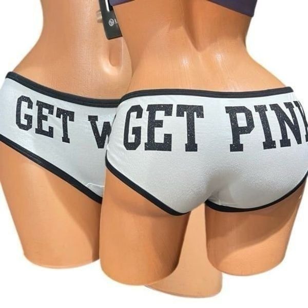 Victorias Secret Pink Cotton Hipster panty Get Pink / Get Wild print white M