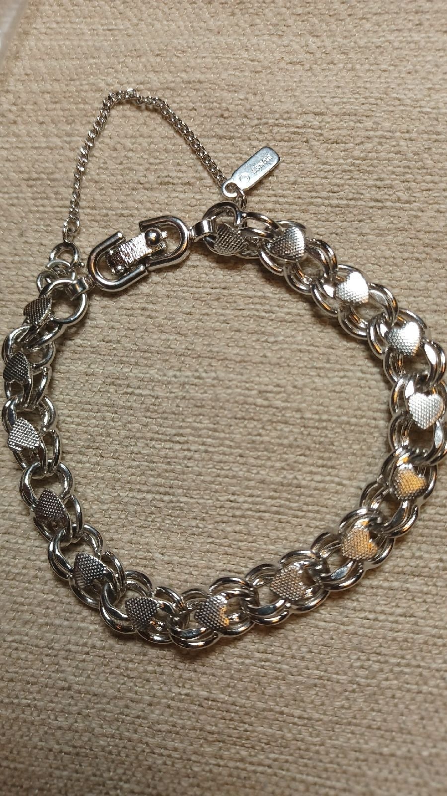 Early 1970's Vintage Monet Heart Bracelet with 7 charms heart bracelet w charms.