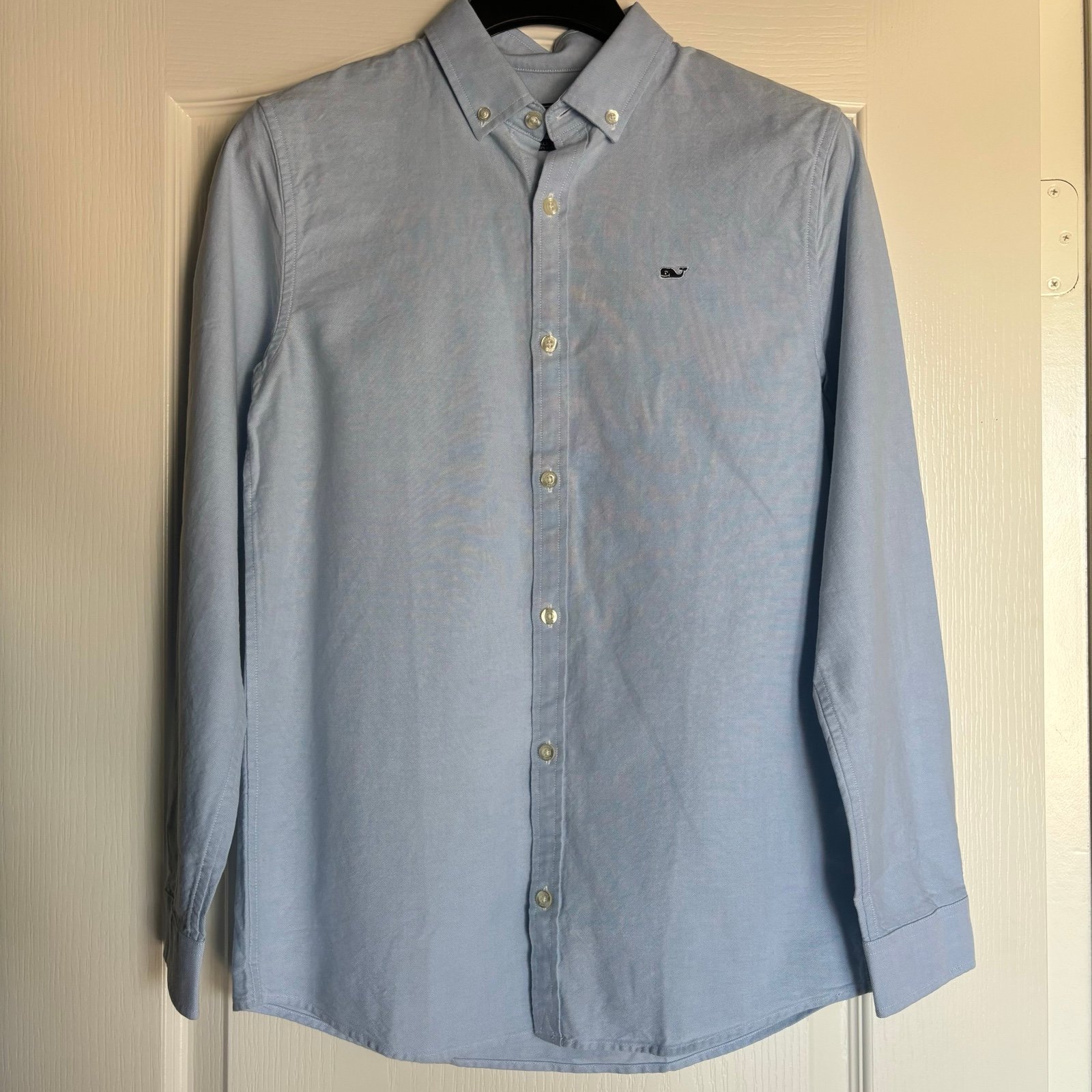 Vineyard Vines Oxford Solid Shirt Button Down Ocean Breeze Blue Boys Size L 16