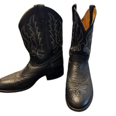 Vintage Ben Miller Mens Black Leather Cowboy Western Boots Size 10.5 Mid Calf
