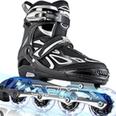 2PM SPORTS Vinal Girls Adjustable Flashing Inline Skates, All Wheels XL