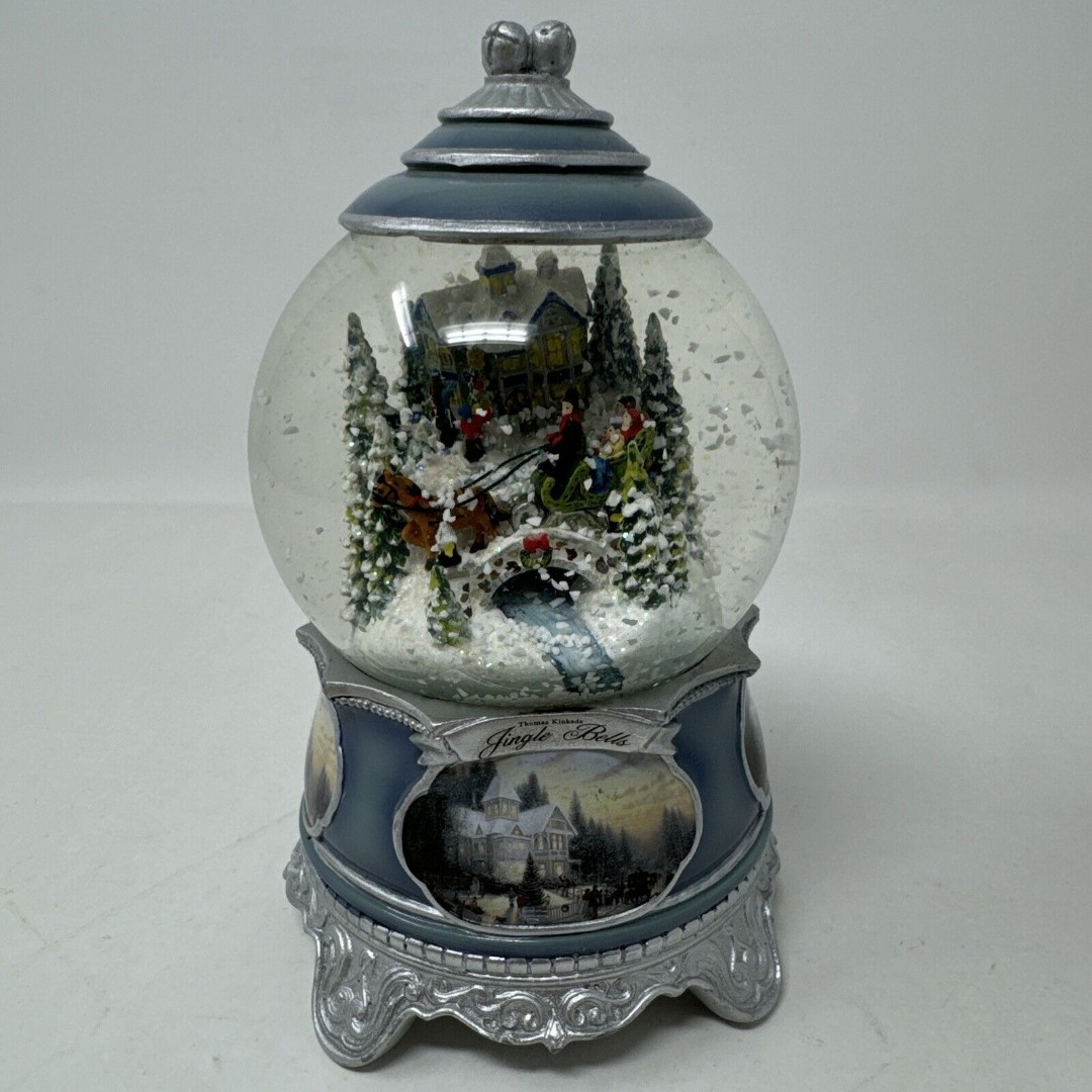 Bradford Exchange Thomas Kinkade Jingle Bells Christmas Musical Snowglobe READ