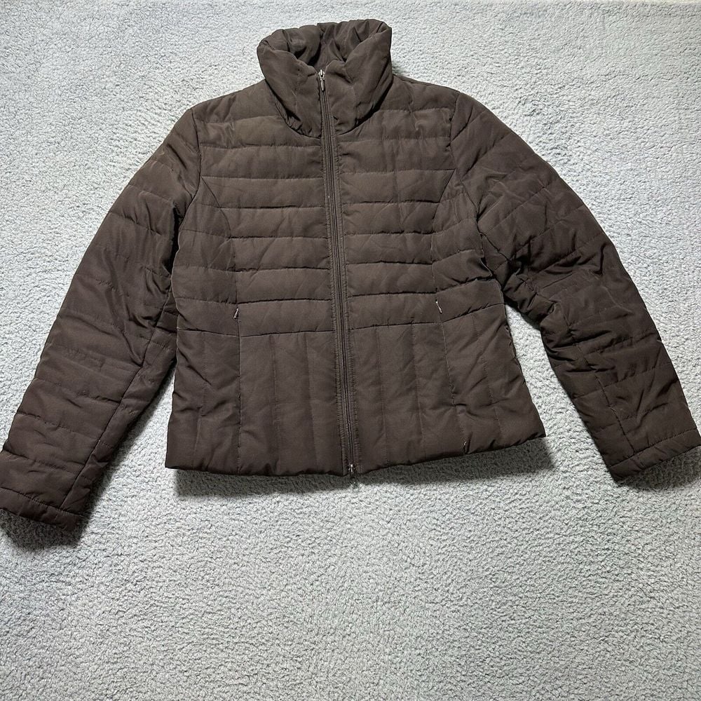 Kenneth Cole Reaction Brown Down Puffer Jacket Women's Large Coat