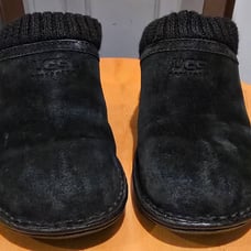 Uggs Gael Suede Mules Shearling Lined Size 7 Black