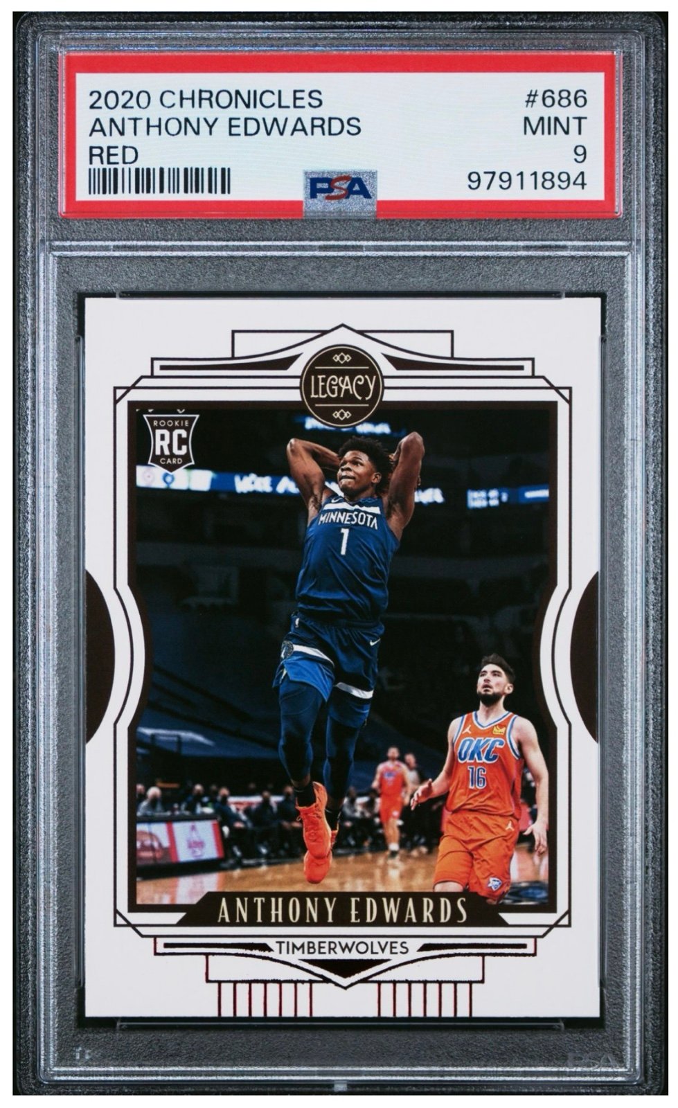 2020-21 Panini Chronicles Legacy RED Anthony Edwards Rookie RC #68 SSP PSA 9
