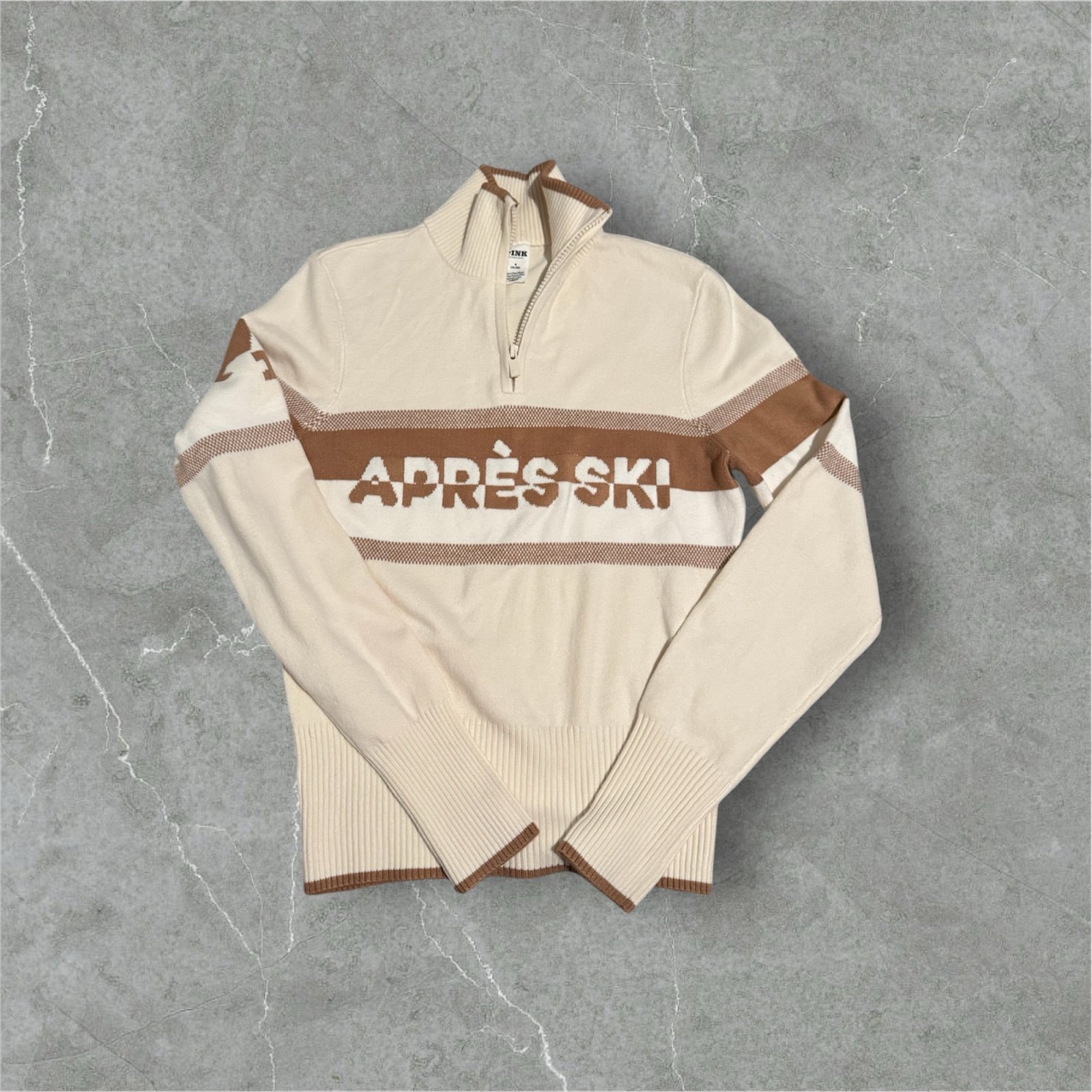 PINK Varsity Knit Half-Zip Up Sweater