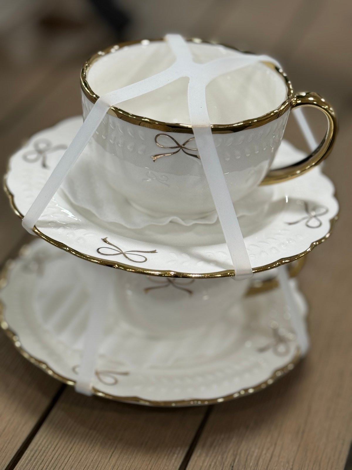 Set of 2 coquette bow teacups and saucers - TikTok viral