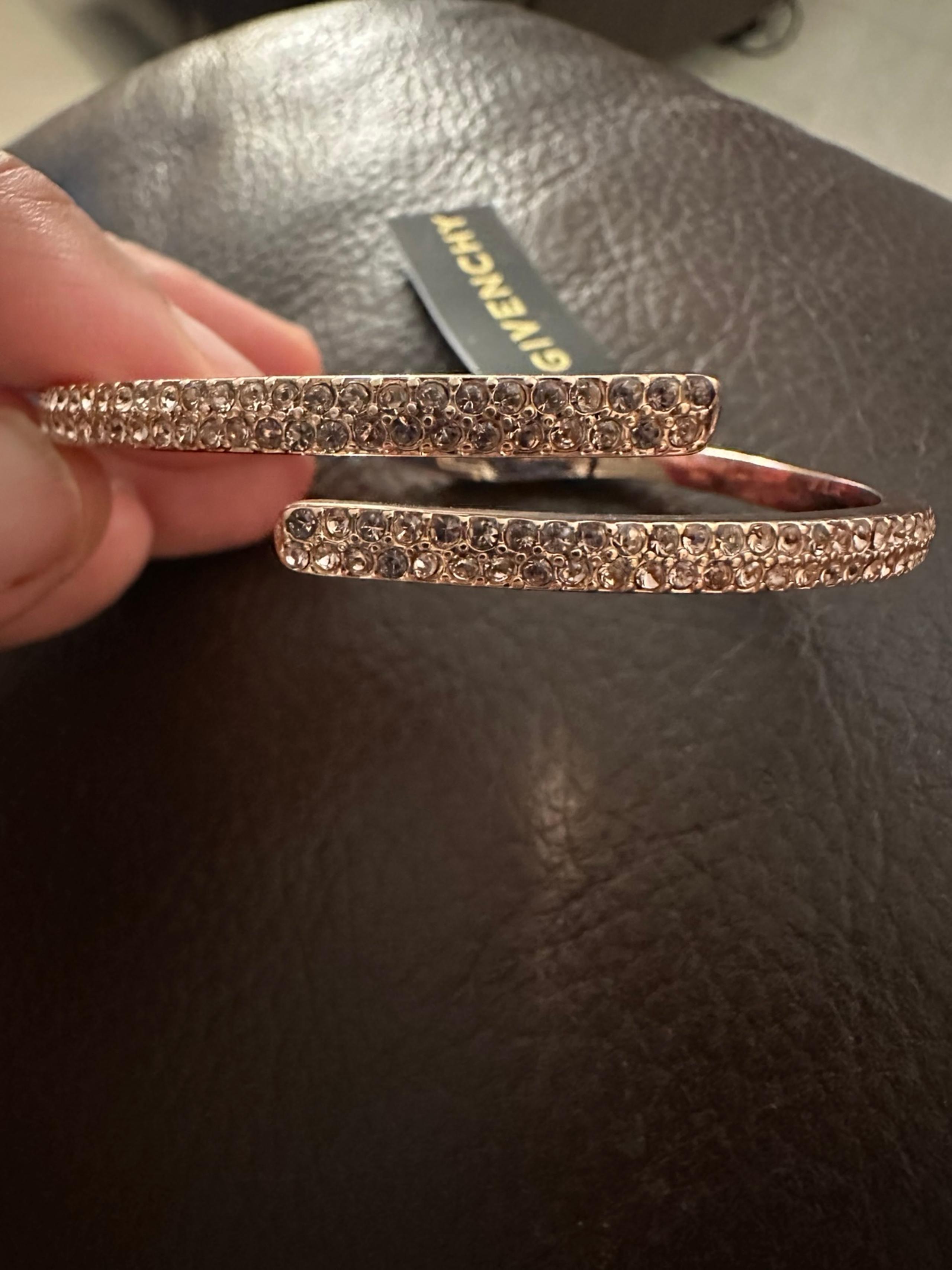 Givenchy Rose Gold Tone Crystal Pave Bypass Cuff Bracelet