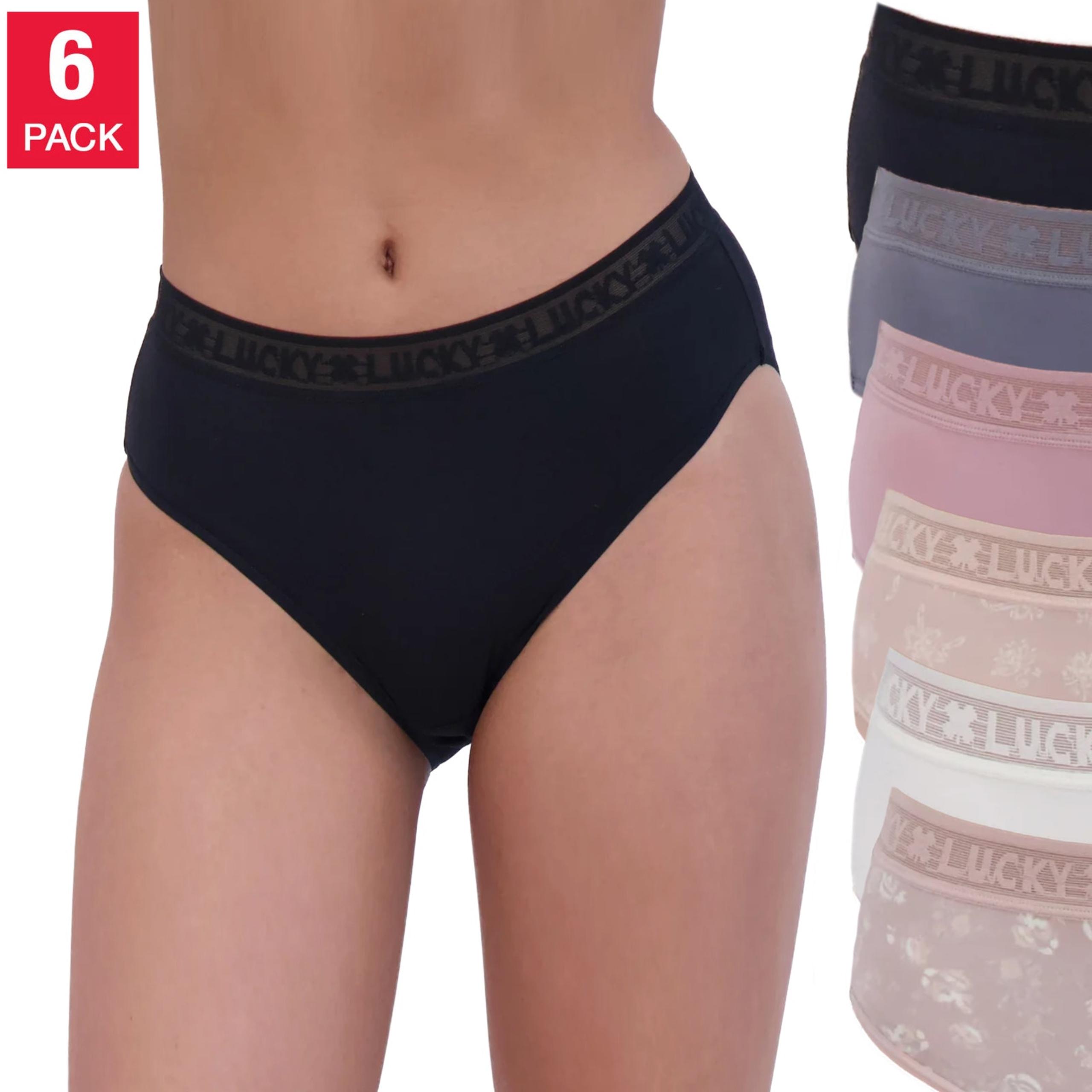 NWT Lucky Brand Women's 6-Pack Ultra Soft 4-Way Stretch Tag Free Panties
