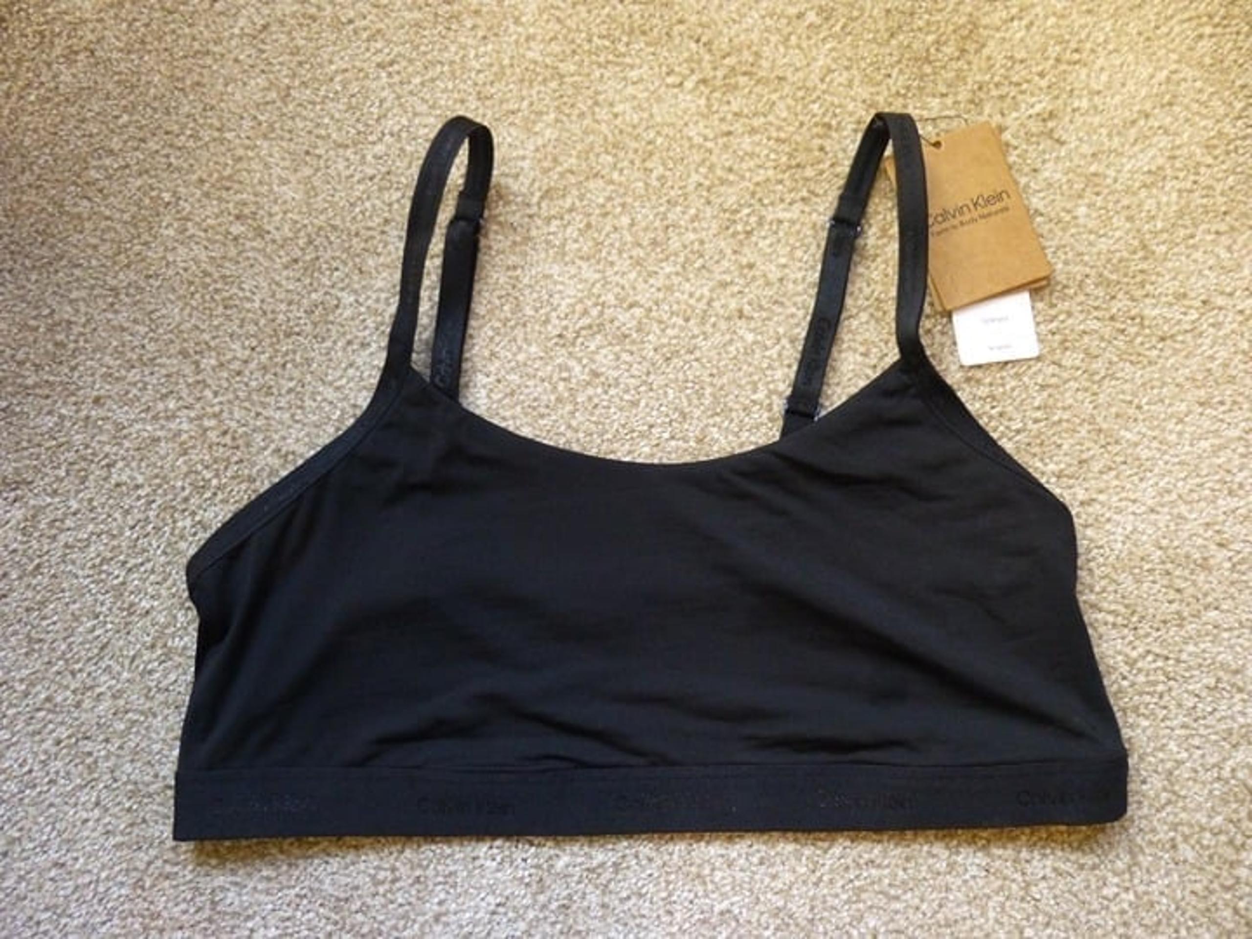 Womens NWT Calvin Klein Form to Body Natural Unlined BLACK BRALETTE  XL