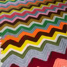 Vintage 70s Rainbow Grandma Crochet Blanket Chevron Zigzag Colorful Afghan